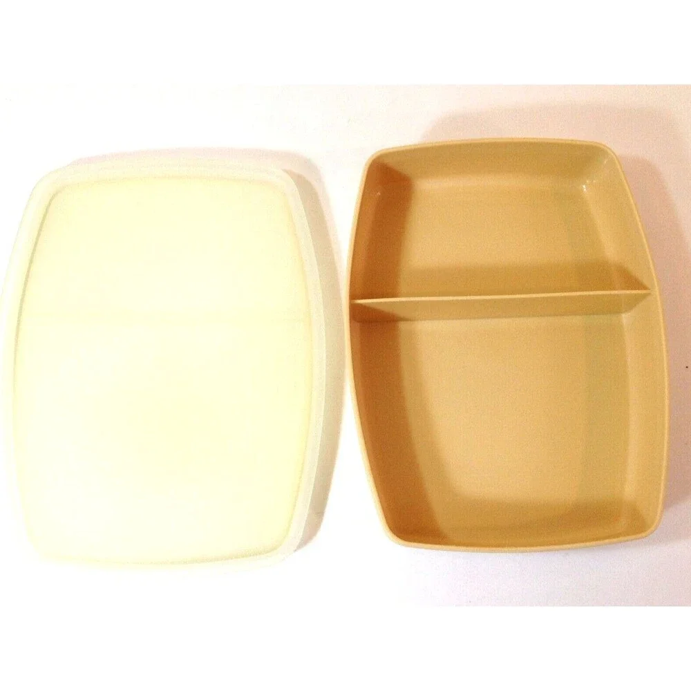 Vintage Tupperware Divided Lunch Snack Container #813-4 with Clear Lid 814-3